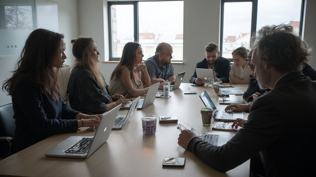 AI 기술 발전과 윤리적 고민 관련 핵심 이미지